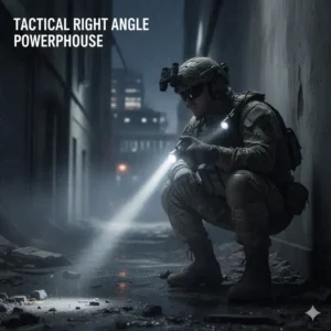 A rugged, military-grade best right angle flashlight with a high lumen output and durable casing.