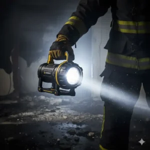 Durable, rechargeable LED hand lantern commonly used by crews for personal firefighting lights and searching.