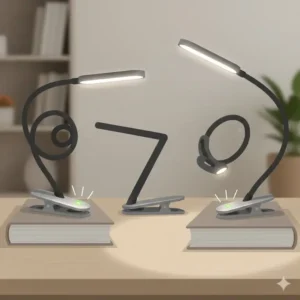 Demonstration of the 360-degree flexible neck of this professional rechargeable led clip light.