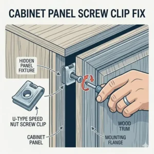 An exploded view diagram showing the assembly of a screw clip with its matching mounting bolt.