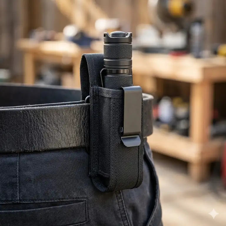Professional tactical flashlight holder belt made of durable material for outdoor use.