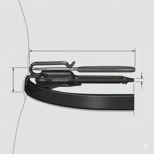 Side-view diagram showing the ultra-slim profile of an inside waistband knife sheath for deep concealment.