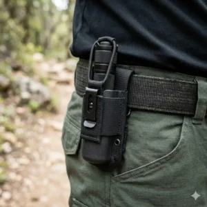 Heavy duty hard hat and helmet flash light holder clip for construction work