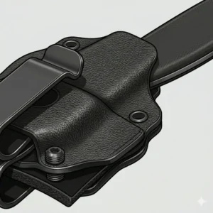 A detailed illustration of a custom-molded Kydex inside waistband knife sheath with durable hardware.