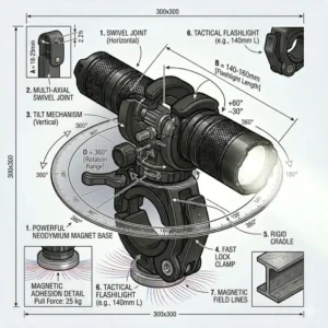 Durable nylon molle system flash light holder for tactical vests and gear.