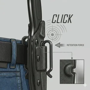 Cutaway illustration showing the internal retention system of a secure inside waistband knife sheath.