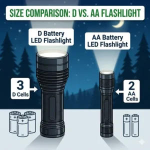 Close-up of a user inserting high-capacity batteries into the best d battery led flashlight.