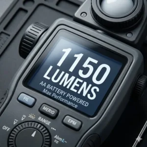 A technical infographic displaying the high lumen output and runtime of the brightest aa flashlight.