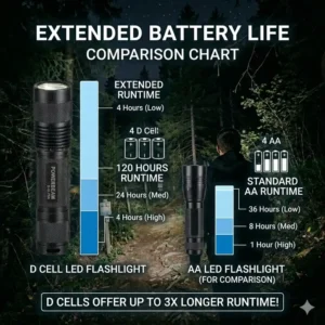 A cutaway view showing the LED and high-quality internal components of the best d battery flashlight.