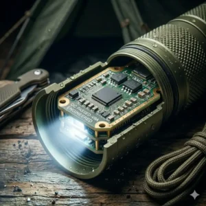 Using the best flashlight made in usa to provide powerful illumination at a wilderness campsite.