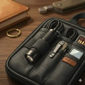 Smallest flashlight packed inside a compact everyday carry emergency kit.