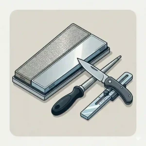 Diagram illustrating the layers of a diamond sharpening stone, one of the essential diamond knife sharpening tools, showing the steel base, nickel, and monocrystalline diamond.