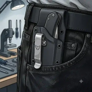 A sleek, modern Kydex knife sheath pocket clip solution for EDC.